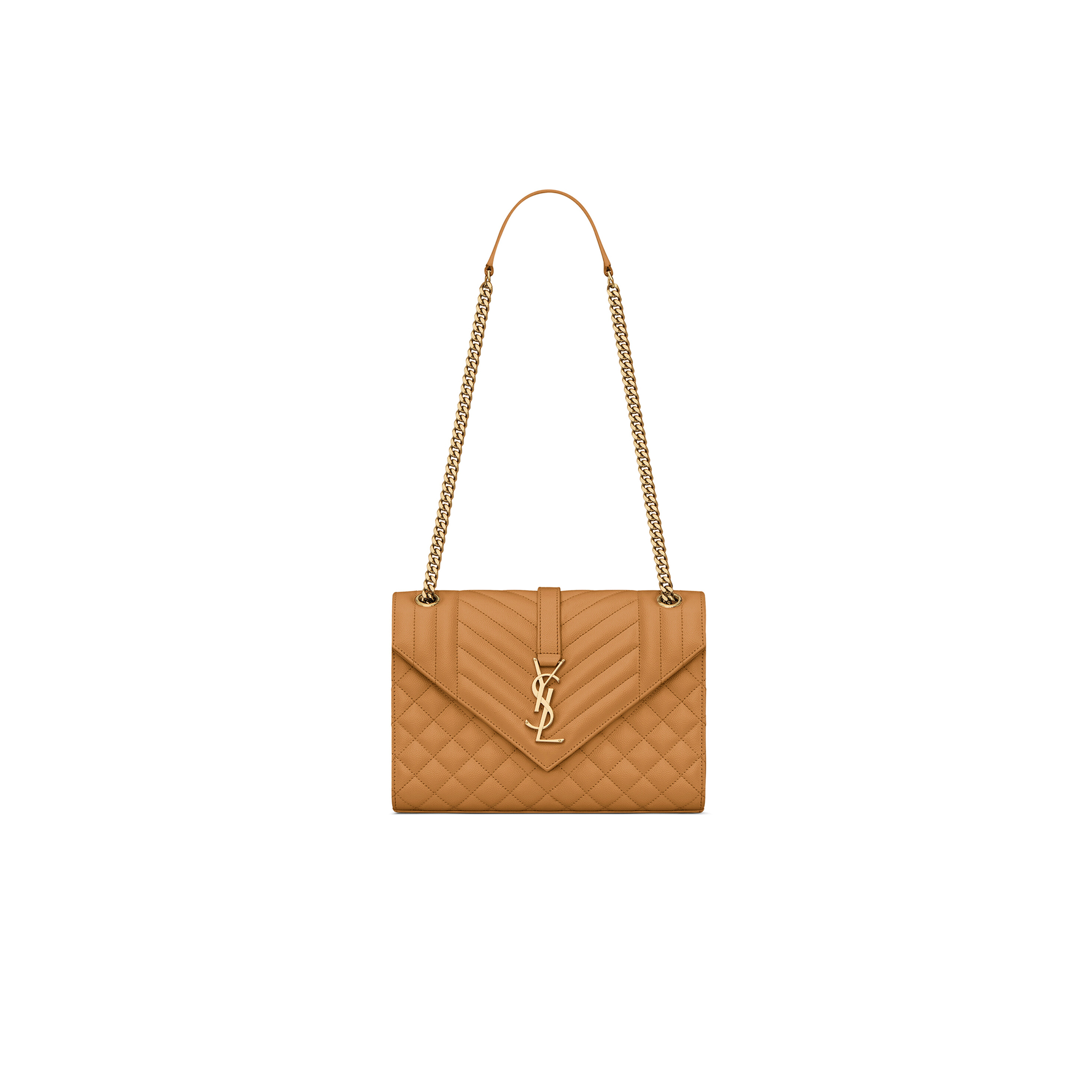 YSL ENVELOPE MEDIUM IN QUILTED GRAIN DE POUDRE EMBOSSED LEATHER 600185BOW912516 (24*17.5*6cm)